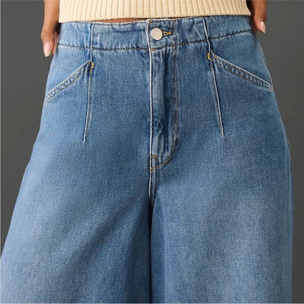Anthropologie Pilcro wide leg Corset High-Rise Crop Culotte Jeans - Picture 14 of 15